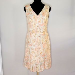Globe Paisley Cotton Sundress in Pastel Muted Pinks & Beige, Size S/M